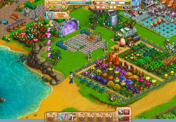 Shows the garden with weird plants in Astro Graden.