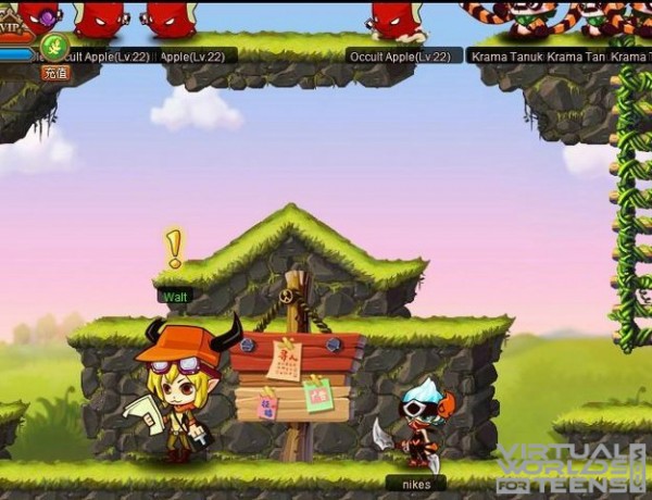 2 chibi anime characters and a bunch of Occult Apples and Krama Tanuk.
