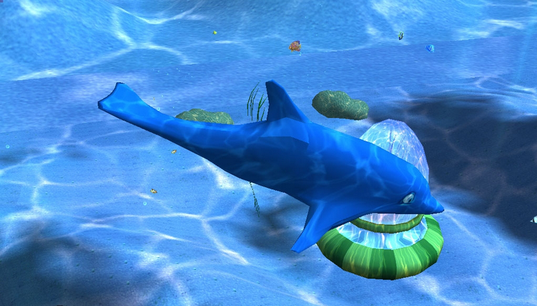A dolphin under the sea in Deep Sea Tycoon game.