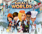 SmallWorlds characters with a background of SmallWorld's ice cream parlor and snow-covered Town Center.