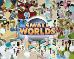 Screenshots of SmallWorlds in a puzzle-collage form.